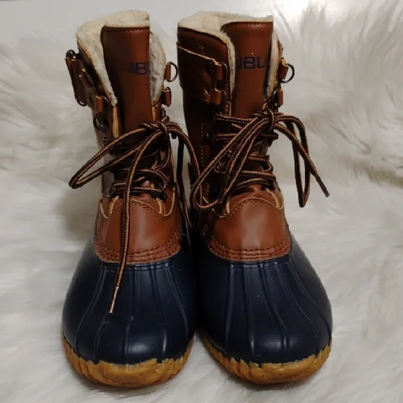 JBU Tan/Blue Big Kids Lace-Up Boots Sz.6.5 Or Women's 8/8.5 - Picture 2 of 12